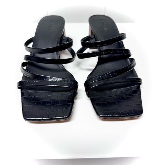 Vince. Elita Croc Embossed Leather Mule Heeled Sandal Size 7.5 - Picture 2 of 7